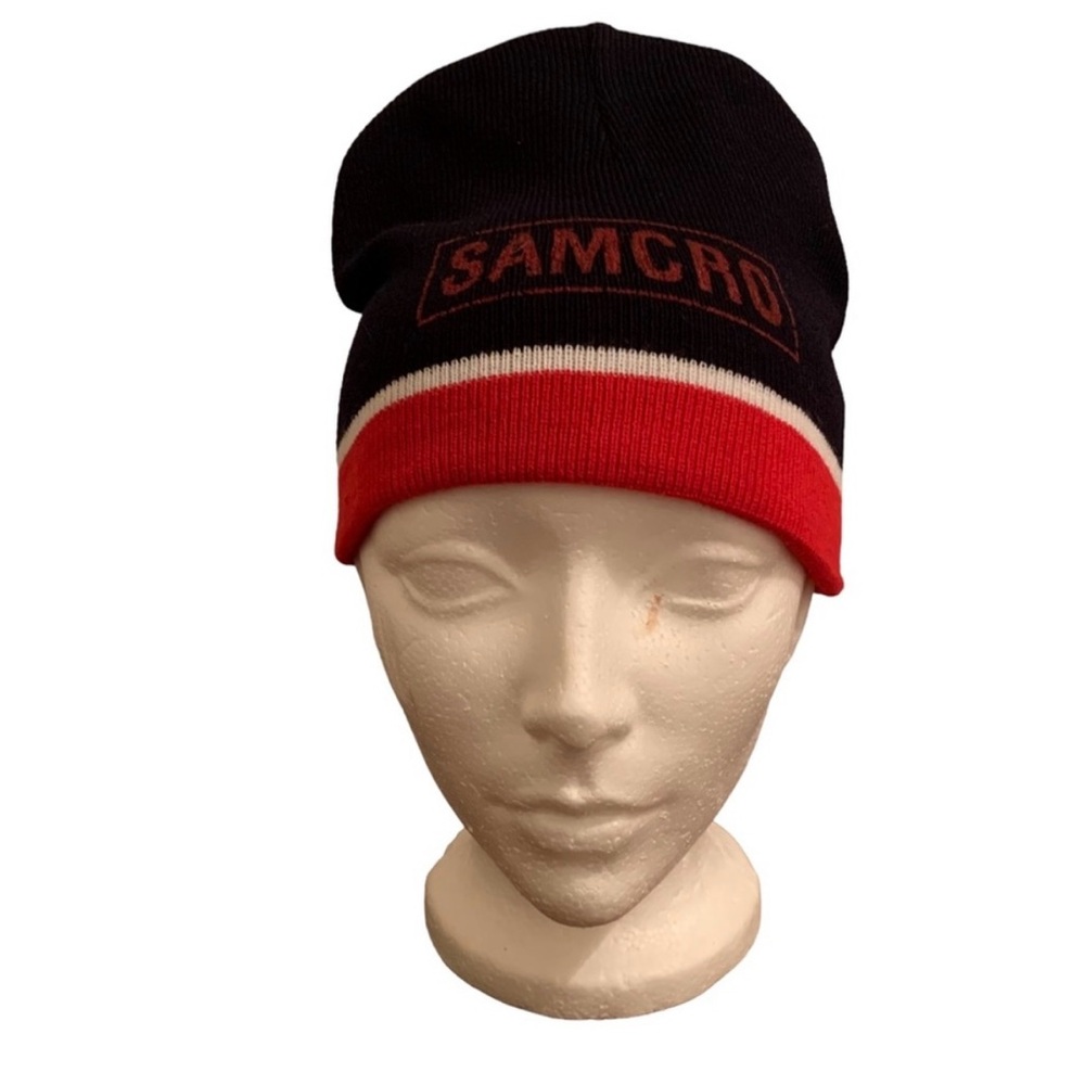 Sons of Anarchy SAMCRO Beanie Black & Red Toque Fall Winter Knit Hat